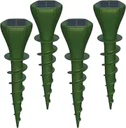 Phosooy 4 Packs Solar Mole Repellers, Gopher Deterrent Device with Vibrating Motor & Spiral Drill Ground Stake, IP65 Waterproof Lawn Garden Yard Pest Repellents Driving Away Vole Groundhog Snakes
