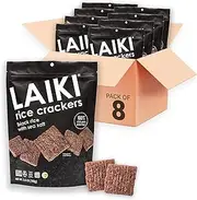 LAIKI Gluten Free Rice Crackers | Gluten Free Snack, Vegan, Non-GMO Verified, FODMAP Friendly | Black Rice, 3.5 Ounce Bag (Pack of 8)