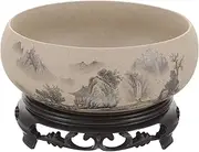 Homoyoyo Water Lily Pot Large Water Lily Bowl Hydroponic Lotus Bowl Planter with Base for Home Office Garden Flowers Succulent Table Centerpiece Indoor