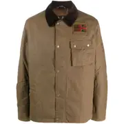 [Barbour] Barbour Logo-patch Cotton Shirt Jacket M BROWN
