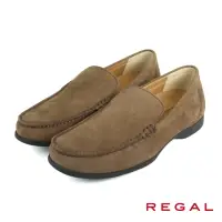 在飛比找momo購物網優惠-【REGAL】經典素面麂皮低跟懶人休閒鞋 深棕色(JZ15-