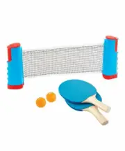 Portable Ping Pong Game Set - Full 5 Pc Ping Pong Set Paddle Ball & Net Set