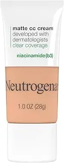 Neutrogena Clear Coverage Flawless Matte CC Cream, Full-Coverage Color Correcting Cream Face Makeup with Niacinamide (b3), Hypoallergenic, Oil Free & Fragrance Free, Sand, 1 oz