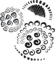 [Kakonia] 102Pcs Ear Stretching Kit 14G-00G Ear Gauges Expander Set Acrylic Tapers Plugs Tunnels Horseshoes Taper Spiral Tapers Gauges for Ears Body Piercing Jewellery