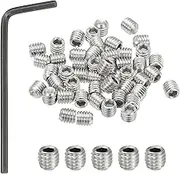 uxcell #10-32x3/16 Internal Hex Socket Set Grub Screws, 50 Pcs 304 Stainless Steel Cup Point Set Screw with Hex Key Wrench for Door Handles Bathroom Fixtures