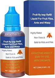 Fruit Fly Trap Indoor - 20ml Fruit Fly Trap Refill Liquid - Natural Pet Friendly Flying Catcher Safe Liquid Bait for Kitchen Home Gnat