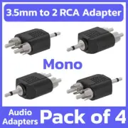 4 Pack 3.5mm to 2 x RCA Mono Adapter Male to Male Audio Splitter Audio Converter