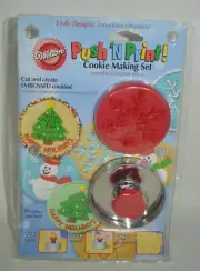 Wilton Push 'N Print Embossed Cookie Making Set Christmas Tree Snowman Snowflake