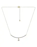 Aqua Cubic Zirconia Pear Shape Charm & Pave Bar Statement Necklace in 18K Gold Plated Sterling Silver, 16-18 - Exclusive
