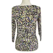 Ted Baker Normma 3/3 Sleeve Jersey Top Size 4 Small Black Speckled Career Office