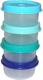 [Tupperware] Smidgets Tiny Treasure Mini Bowls Set of 4 Clear with Blue Green Teal Seals