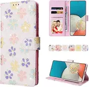 [YocoverTech] for Samsung S21 Case,for Galaxy S21 5G Wallet Case,RFID Blocking-3 Card Slots Beautiful Flowers PU Leather Magnetic Kickstand Women Girls Protective Cover-Blossoming Flowers