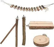Wooden Birds Perch Set Safe Resting Exercise Decorate Parrots Birdcage Accessories