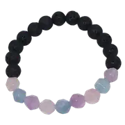 Geometric Amethyst, Aquamarine, Rose Quartz and Lava Stone Aromatherapy Diffuser Bracelet - Gift Idea