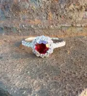 2.00 Ct Round Natural Ruby Diamond Engagement Ring14K solid white gold