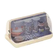 Bottle Rack Dryer - Clear Cover Baby Bottle Storage Container with Drain Tray,Dustproof Counter Top Dryer, Portable Kitchen Cabinet Organizer