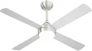 Vevare Ceiling Fan with Light and Remote Control, 52" Fan with 4 Blades AC Motor, Low Profile Ceiling Fan for Bedroom, Kitchen, Living Room, Silver