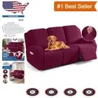 Premium 3-Seat Recliner Sofa Cover - Kid & Pet-Friendly, Elastic Fit Burgundy