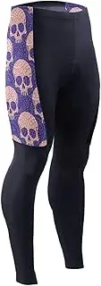 [AIXIWAWA] Men's Cycling Pants (Skull with Pattern) Print Outdoor Tights 3D Padded Bike Riding Long Pants