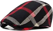 [Generic] Men's Beret Hat Spring and Summer Breathable Thin Section of The Women's Beret Sub England Style Classic Retro Plaid Duck Tongue Cap Men Forward Cap