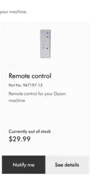 Dyson Air Purifier Remote