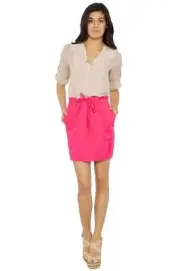 Love Moschino Skirt Tie Pink knee length Drawstring waist flower fuchsia NEW
