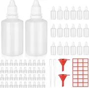 Pack of 20 50 ml Liquid Bottles, Dropper Bottles, Empty Squeeze Bottles, Plastic Dosing Bottles, Plastic Bottles, Dropper Bottles with Lid for Essential Oils, with Funnel/Transfer Pipette/Sticker
