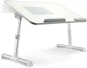 Laptop Bed Table Adjustable Lap Desk Notebook Stand Foldable Breakfast Tray Portable Lap Standing Desk with Foldable Legs and USB Fan