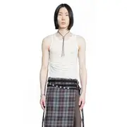 [ANN DEMEULEMEESTER] Boris Wrinkled Cropped Tank Top Off-white