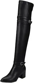 [SJJH] Women Over-The-Knee Boots with Chunky Heel and Pointed Toe Black/White Boots