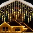 4-24M LED Fairy Curtain Christmas Xmas Falling Rain Icicle Outdoor String Lights
