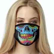 Colorful Sugar Skull FACE MASK Reusable Washable Unisex Face Cover USA Seller