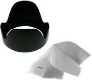 Olympus Pen E-PL6 Pro Digital Lens Hood (Flower Design) (37mm) + Stepping Ring 37-52mm + Nw Direct Microfiber Cleaning Cloth.