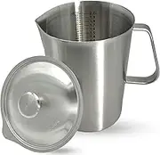 Stainless Steel Pitcher with Lid, 70 oz Large Metal Measuring Cup with Handle, 8 Cup Milk Frothing Jug 2 Liter Water Pitcher for Coffee Latte Art Cappuccino Espresso Machine Accessories