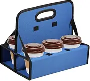 Reusable Insulated Coffee Cup Carrier, 6 Cup Portable Drink Carrier with Handle, Foldable Cup Coffee Carrier Drink Holder for Wine, Cocktails (Blue)
