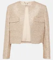 [Emilia Wickstead] Emilia Wickstead Pheblia cropped tweed jacket AU 18 neutrals