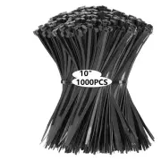 1000PCS 10 inch Black Zip Ties 75LBS Tensile Strength Self-Locking heavy duty...