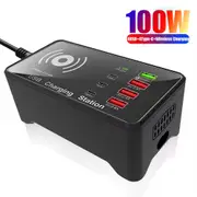 A7 High-power 100W Qi Wireless and Multi-port Smart Charging Station