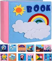 Busy Book for Toddlers, Toddler Busy Board Felt Quiet Book Including 12 Themes Preschool Learning Activities Educational Sensory Toy for Kids Gift, 3D Rainbow Montessori Board Sensory Toy