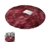 Rainbow Tie Dyed Plush Round Rug Non-slip Floor Soft Carpet Home Decor-Red