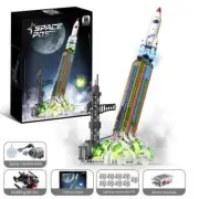 711P Creative Rocket Launching Model Building Blocks K9617 Spray With LED Light