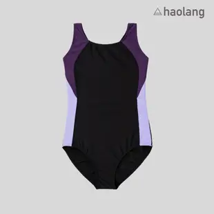 Haolang 香芋紫連身三角泳衣/低衩包臀/SPA/游泳/溫泉