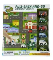 New Emergency Truck Car 6 Pull Back & Let Go Play Right Toys W/ 28 Piece Puzzle