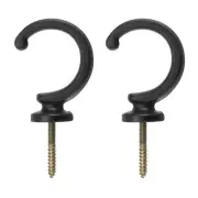 2Pcs Aluminum Alloy Wall Mounted Curtain Holdback Drapery Tieback Hooks Black