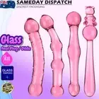 Glass Dildo Anal Plug Double Ended Dong Butt Thruster Wand Vagina Adult Sex Toy