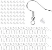925 Sterling Silver Earring Hooks 200 PCS, Hypoallergenic Earring Hooks for J...