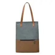 GGP Dark Cyan And Brown Canvas Tote Bag For Women Multi Use Shoulder Handbag & Backpack, Large Capacity, 30X10X40Cm