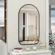 BEAUTME Arched Wall Mirror, Black Full Length Black Floor Mirror, Metal Frame Black Bathroom Mirrors, Living Room Bedroom Mantel Entryway Hallways, 101.6x55.9cm