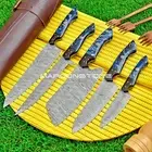CUSTOM MADE HAND FORGED DAMASCUS STEEL CHEF KNIFE SET KITCHEN KNIVES WITH BAG MS