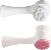 VICASKY Manual Facial Brush with Soft Synthetic Hair Double Sided Cleansing Brush for Gentle Skin Exfoliation Handheld Design Pink for Daily Face Care and Blackhead Removal